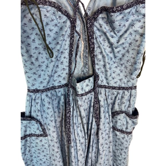 Gunne Sax by Jessica McClintock Blue Dress Floral Jumper Summer - Picture 5 of 8